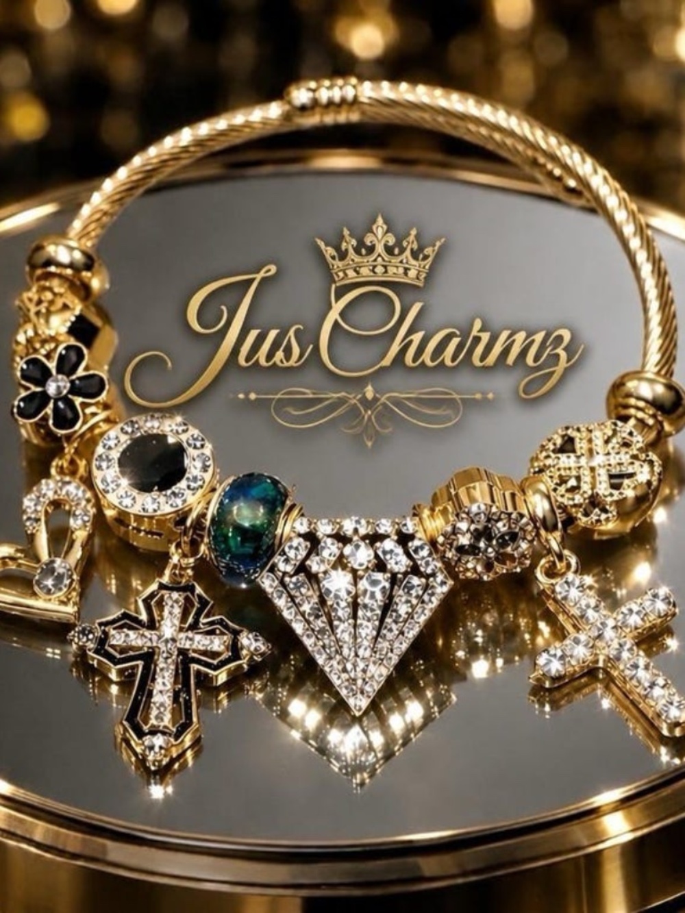 Gold Cross Charm Bracelet